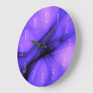 Fumée noire Abstraite - Grande horloge violette