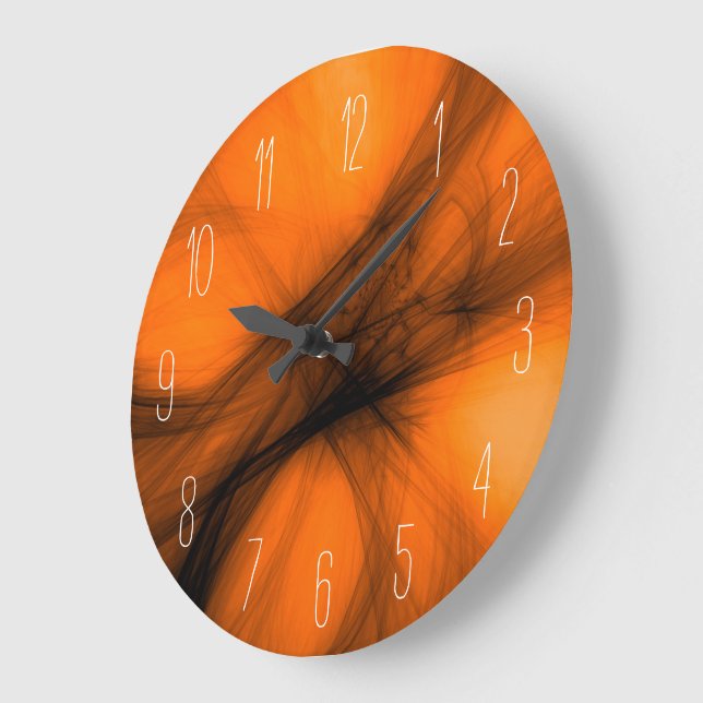 Fumée noire Abstraite - Orange Grande horloge (Angle)