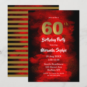 Fumée noire et rouge 60e anniversaire Invitations