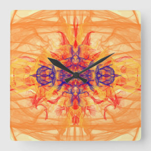 FUMÉE ORANGE - Art Fractal - Horloge murale Carré