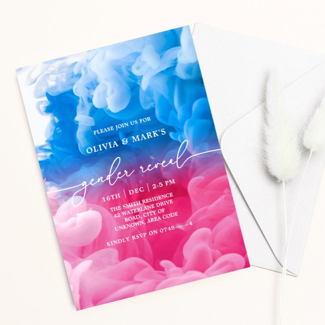 Fumée rose et bleu Baby Genre Reveillez Invitation (Créateur téléchargé)