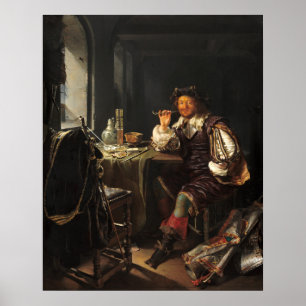 Fumeur de soldat - Frans van Mieris Poster d'art
