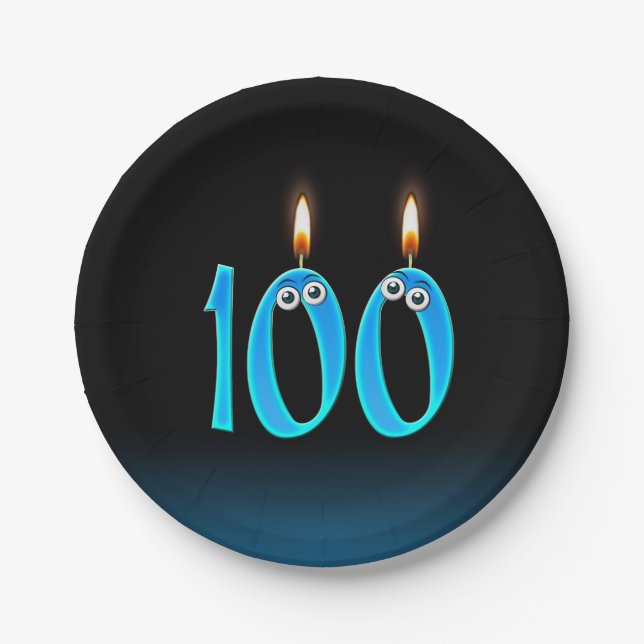 Fun 100. Geburtstagskandale auf schwarz Pappteller (Vorderseite)