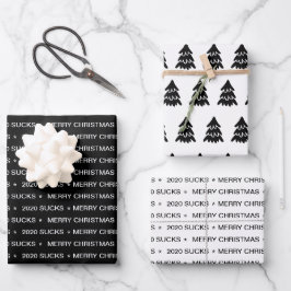 Fun 2020 Sind zum Kotzen Frohe Weihnachten Schwarz Geschenkpapier Set