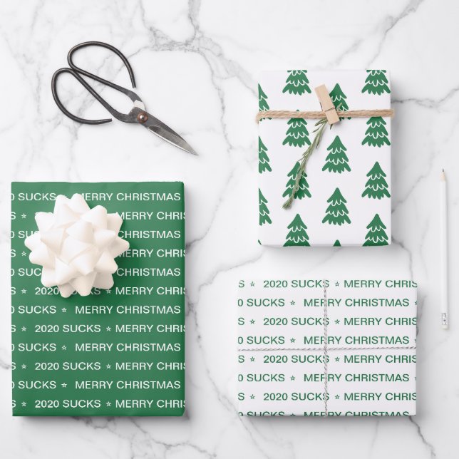 Fun 2020 Sind zum Kotzen Frohe Weihnachtsjäger Grü Geschenkpapier Set (Vorderseite)