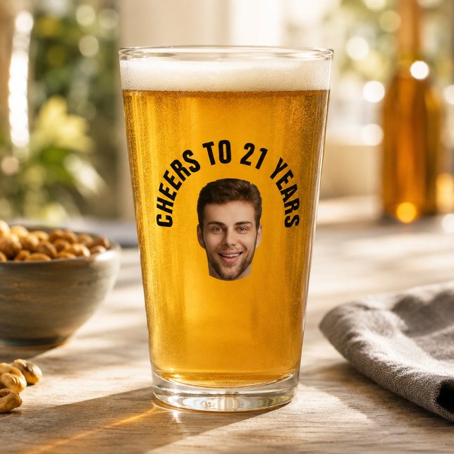 Fun 21. Geburtstag CUSTOM TEXT Foto Pint Glas (Von Creator hochgeladen)