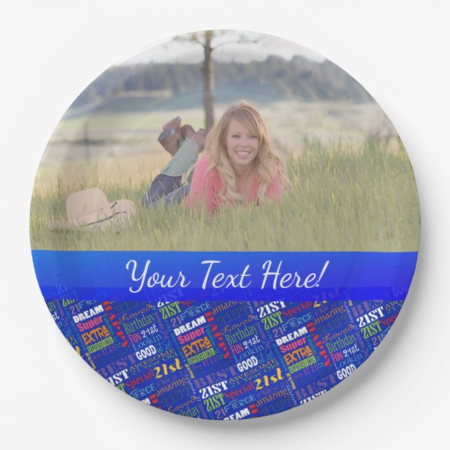 Fun 21. Geburtstag Party Personalisiert Monogramm Pappteller (Vorderseite)