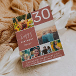 Fun 30 Geburtstag Terracotta 6 Foto Collage Grid Karte<br><div class="desc">Modernes einfaches 30. Geburtstag boho terracotta 6 Foto Collage Grid mit bearbeitbaren Farben und moderne Typografie.</div>