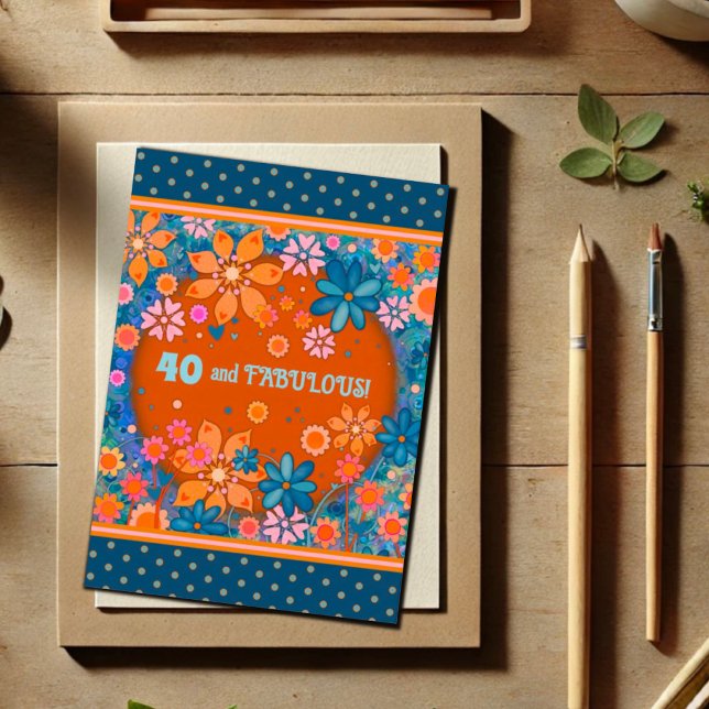 Fun 40 Fantastisches Floral Girly farbenfroh Custo Karte (Von Creator hochgeladen)