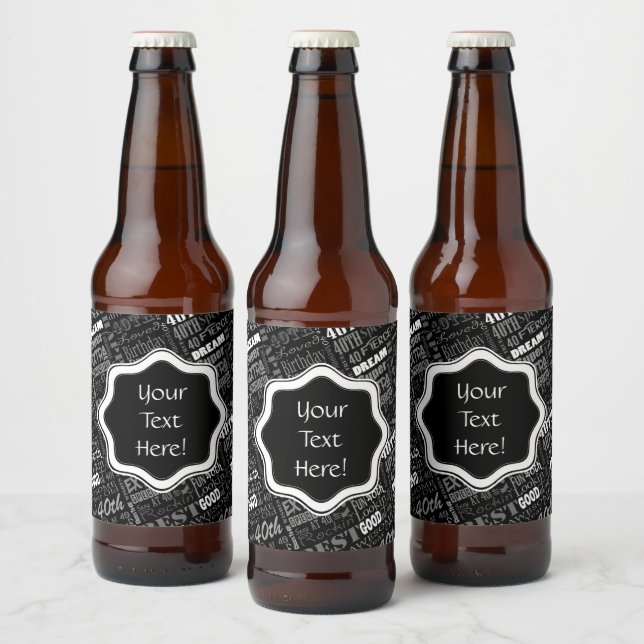 Fun 40. Geburtstag Party Personalisiert Monogram Bierflaschenetikett (Flaschen)