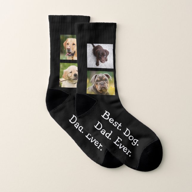 Fun 4 photo Meilleur Chien Papa Jamais Collage sur (Paire)