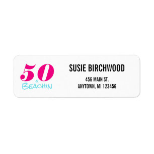 Fun 50 & Beachin Hot Pink Aquamarine Schwarzer Tex