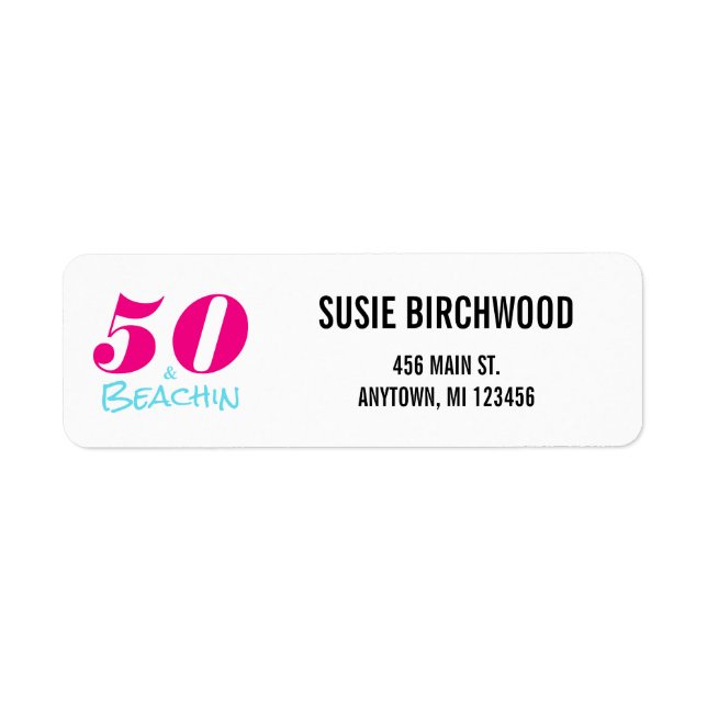 Fun 50 & Beachin Hot Pink Aquamarine Schwarzer Tex (Vorne)