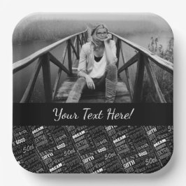 Fun 50. Geburtstagsparty Personalisiert Monogram Pappteller