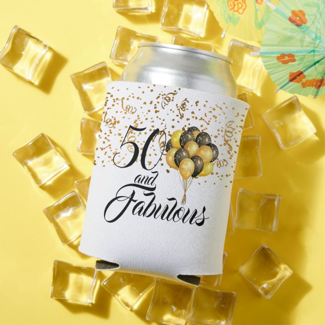 Fun 50 und fabelhafte Gold Confetti Schwarze Typog Dosenkühler (In Situ Sommer)