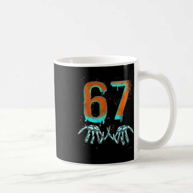 Fun 67 Meme Halloween Skeleton  Kaffeetasse (Rechts)