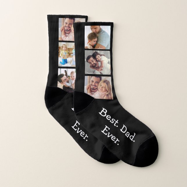 Fun 6 photo Meilleur papa Jamais Collage sur Black (Paire)