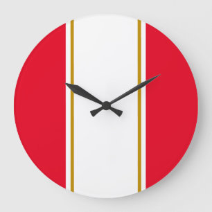 Fun 70er Bright Red White Racing Streifen Große Wanduhr