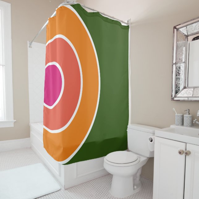 Fun 70er Forest Green Pink Orange Concentrated Art Duschvorhang (Beispiel)