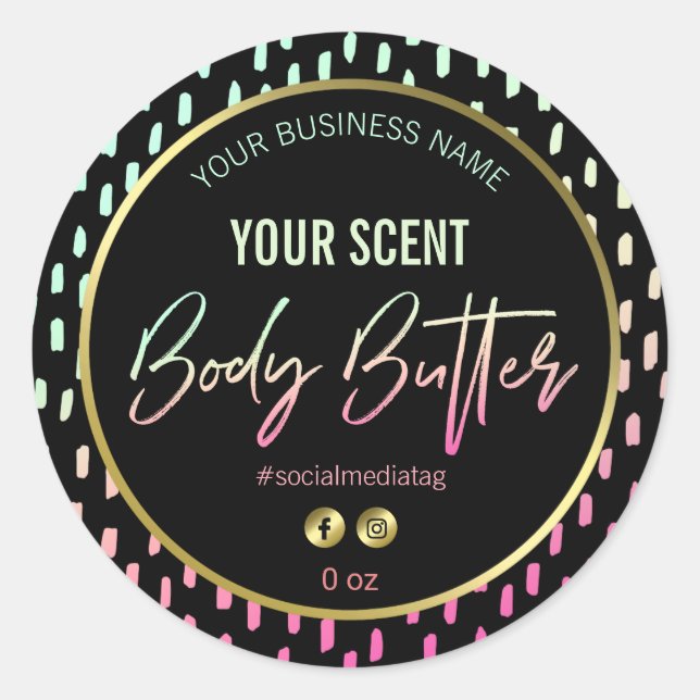 Fun 80's Retro Muster Body Butter Labels Runder Aufkleber (Vorderseite)