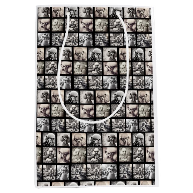 Fun 9 Photo Collage Pictures Wrapping Paper Mittlere Geschenktüte (Vorderseite)