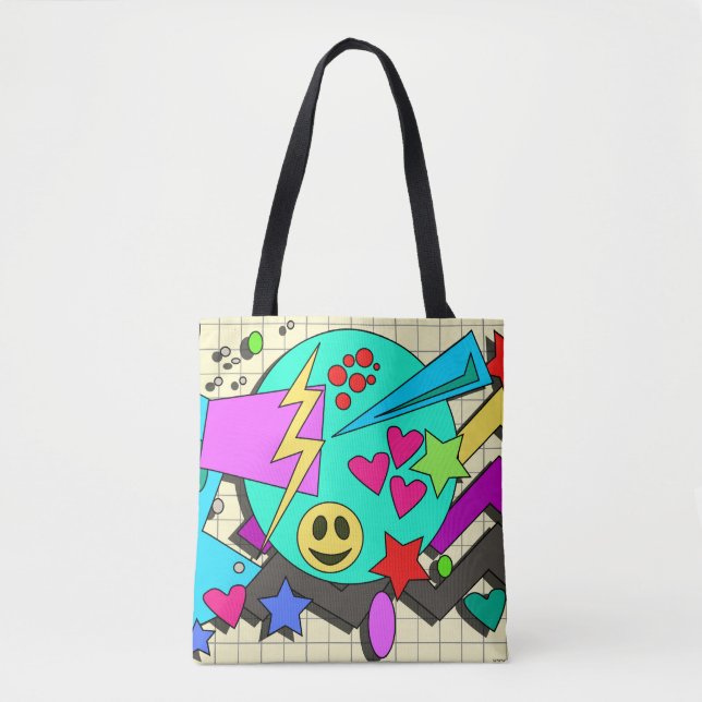 Fun Abstrakt Smile Vibes 90s Flashback Cartoon Tasche (Vorderseite)