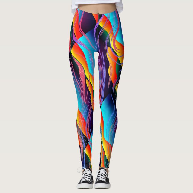 FUN Abstrakt verschüttetes Farbstil-Design Leggings (Vorderseite)