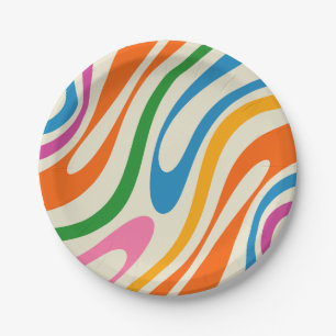 Fun Abstrakte Retro Moderne Muster Pappteller