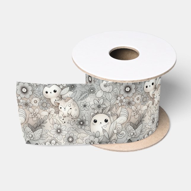 Fun Abstrakte Tiersammlung Satinband (Spule)