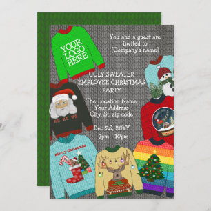 Fun Add Logo Ugly Sweater Company Weihnachten Part Einladung