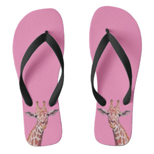 Fun African Giraffe Wasserfarbe auf Rosa Flip Flops
