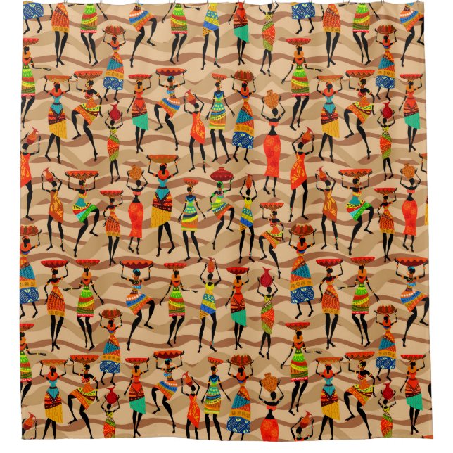 Fun African Tribal Muster Zuhause Dusche Vorhang (Vorderseite)