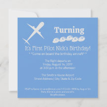 Fun Airplane Pilot Kids Blue Birthday Party