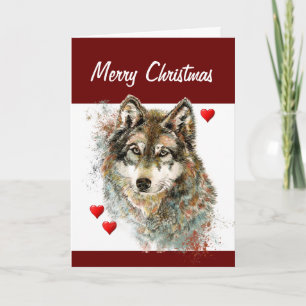 Fun Albern Watercolor Wolf Weihnachten Spaß