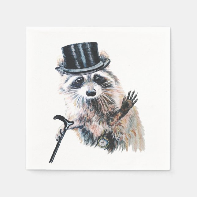 Fun Alberne formale Kleidung Raccoon Tierisches Pa Serviette (Vorderseite)