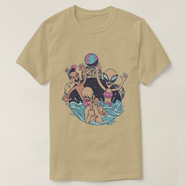 Fun Alien Beach Party T-Shirt (Design vorne)
