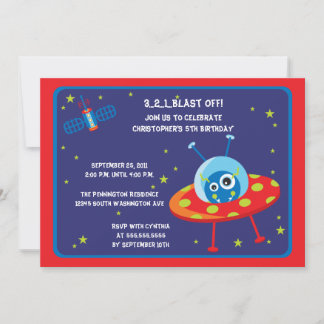 Fun Alien Raumschiff Jungs Geburtstagsparty einlad Einladung