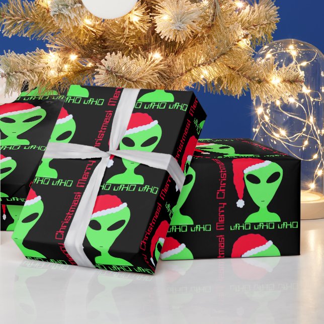 Fun Alien Santa Geek Spaß LGM Weihnachten Geschenkpapier (Feiertage)