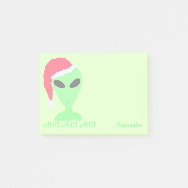 Fun Alien Santa Geek Spaß ufHO Personalisiert Post-it Klebezettel (Vorderseite)