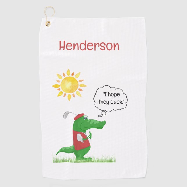 Fun Alligator Golfer Golf Handtuch (Vorderseite)