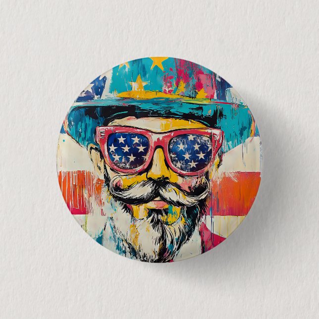 Fun Amerikanische Unabhängigkeitstag Button (Vorderseite)