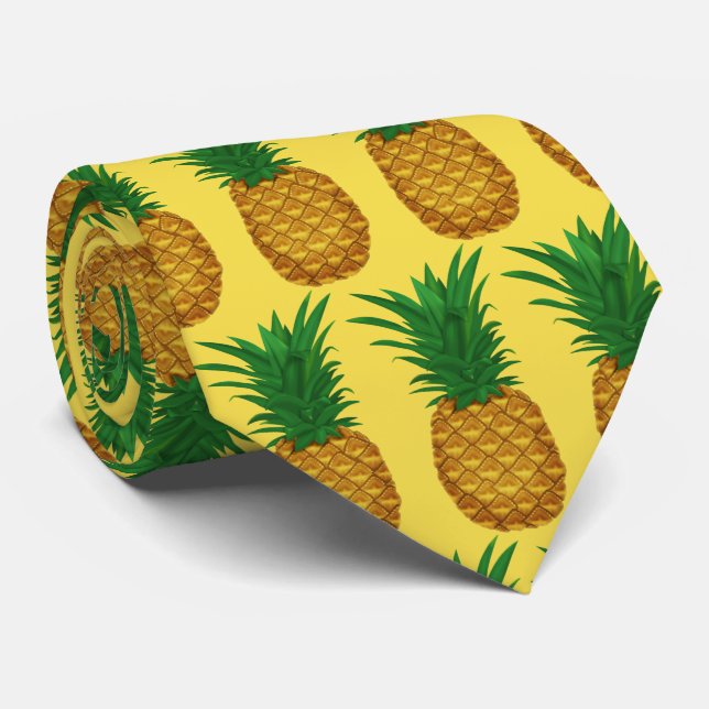 Fun Ananas Muster gekachelte Frucht Krawatte (Gerollt)