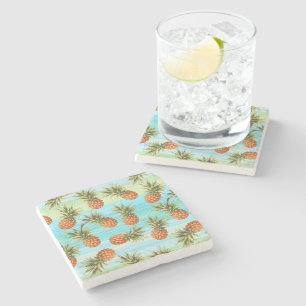 Fun Ananas Obstmuster Wasserfarbene Kunst, Dichtun Steinuntersetzer