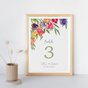 Fun and Bright Tulips and Greenerity Wedding Tischnummer