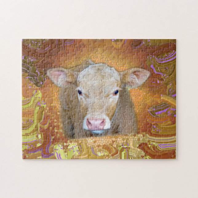 Fun and cute little calf with big eyes (Horizontal)