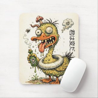 Fun and weired hand drawn cartoon duck monster mousepad