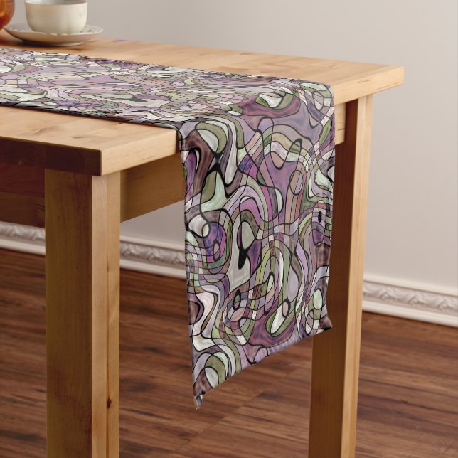 Fun Angesagtes Lila Violet Schwarzes Mosaik Art Mu Mittelgroßer Tischläufer (Beispiel)