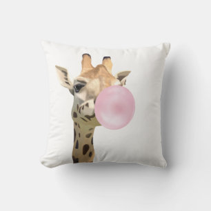 Fun Animal Design Rosa Bubblegum Blasen Giraffe Kissen