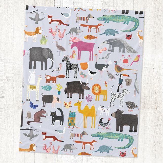Fun Animal Menagerie Fleecedecke (Fun Animal Menagerie fleece blanket for animal and wildlife lovers.)