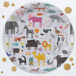 Fun Animal Menagerie Pappteller